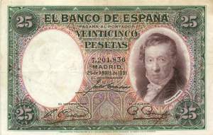 25 Pesetas 25.4.1931